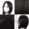 MapofBeauty 40" 100cm Oblique Bangs Anime Costume Long Straight Cosplay Wig Party Wig (Black)