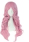 MapofBeauty (Pink) - 24 Inch/60cm Charming Synthetic Fibre Long Wavy Hair Wig Women's Party Full Wig (Pink)