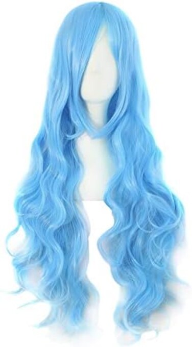 MapofBeauty (Azure Blue) - 32" 80cm Long Hair Spiral Curly Cosplay Costume Wig (Azure Blue)