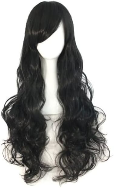 MapofBeauty 32" 80 cm Long Hair Spiral Curly Cosplay Costume Wig (Black)