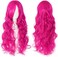 MapofBeauty 70cm Long Pink Wavy Cosplay Party Wig (Rose Red)