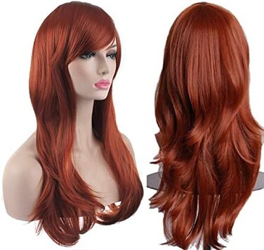 Akstore Women's Heat Resistant 28-Inch 70cm Long Curly Hair Wig with Wig Cap, Brown