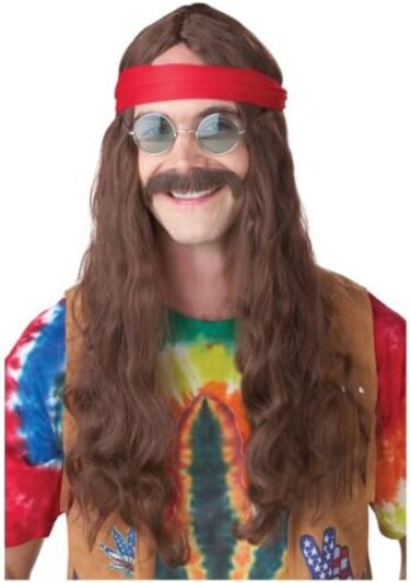 California Costumes Hippie Man Wig and Mustache Standard Brown