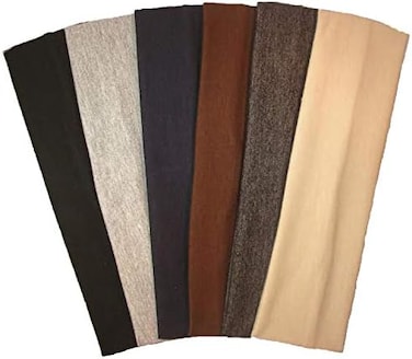 Kenz Laurenz Cotton Headbands Stretch Elastic Yoga Soft and Stretchy Sports Fashion Headband for Teens Women Girls by , 2 Inches, Cotton Headbands, Neutral - 6 Count (Pack of 1)