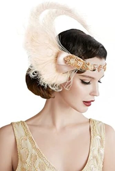 BABEYOND Peacock Feather Headband Flapper Hairband Vintage 1920s Great Gatsby Headband for Fancy Dress Party Art Deco Accessories Awesome Crystal