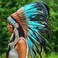 Novum Crafts Indian Headdress with Real 75cm Feathers - Turquoise