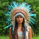 Novum Crafts Indian Headdress with Real 75cm Feathers - Turquoise