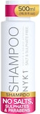 NYK1 SALT AND SULPHATE FREE SHAMPOO (500ml) for use AFTER KERATIN TREATMENTS and for COLOUR TREATED HAIR Organic Aftercare for Men and Women. No Salt, Sulphate or Sodium