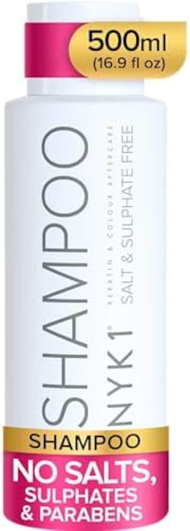 NYK1 SALT AND SULPHATE FREE SHAMPOO (500ml) for use AFTER KERATIN TREATMENTS and for COLOUR TREATED HAIR Organic Aftercare for Men and Women. No Salt, Sulphate or Sodium