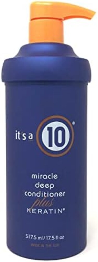 It's A 10.Miracle Deep Conditioner Plus Keratin Hair Conditioners Unisex, NON PROFESSIONAL, Damaged Hair, Shine, Smoothing, Strengthening, Aloe, Apricot, Tea, Multi, 17.5 Fl Oz (Pack of 1)
