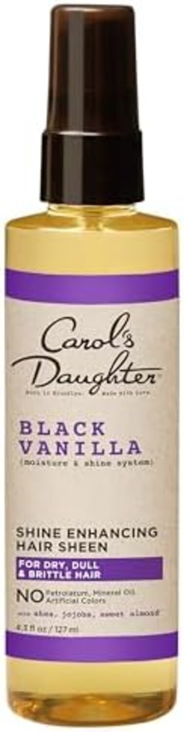 Carol's Daughter Black Vanilla Hair Sheen for Curly, Wavy or Natural Hair, Hair Shine Spray and Moisturizer For Dry, Dull or Brittle Hair, 4.3Fl Oz