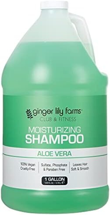 Ginger Lily Farms Club &amp; Fitness Moisturizing Shampoo for All Hair Types, 100% Vegan &amp; Cruelty-Free, Aloe Vera Scent, 1 Gallon (128 fl oz) Refill