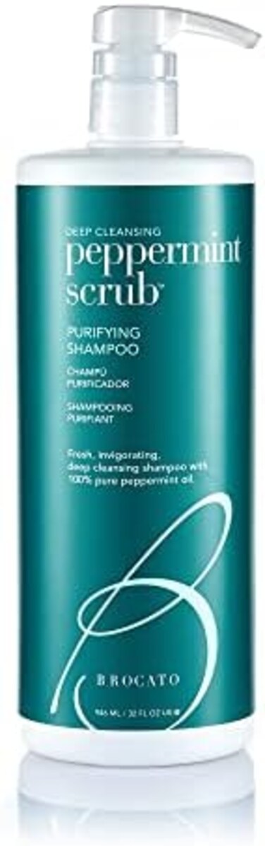 Brocato Peppermint Scrub Purifying Shampoo: Deep Cleansing Clarifying Shampoo with Pure Peppermint Oil for Clean, Healthy Hair and Scalp without Build Up - No Sulfate or Parabens - 32 Oz.
