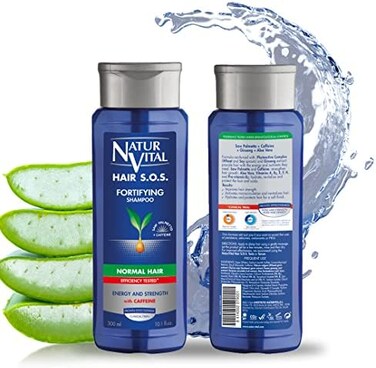 NaturVital Unisex, Natural Aloe Vera &amp; Ginseng Organic Hair SOS Revitalizing Shampoo for Normal Hair, Prevents Hair Breakage, Cruelty-Free &amp; Paraben-Free