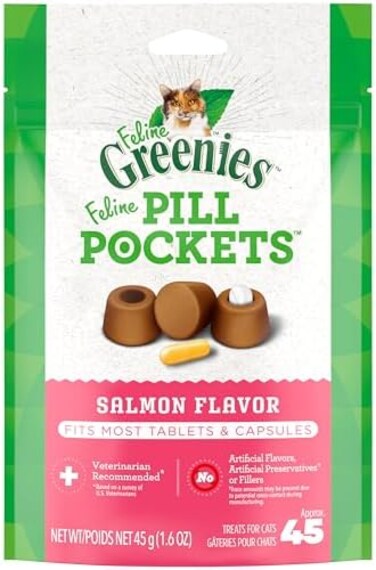 Greenies Pill Pockets for Cats Salmon- 1.6oz (45 pockets)