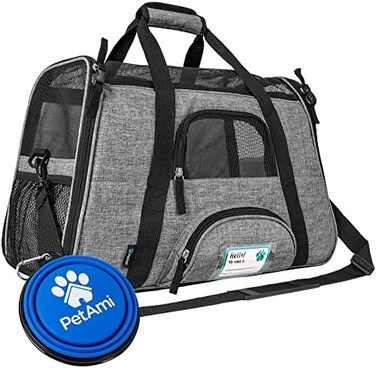PetAmi Premium Airline Approved Soft-Sided Pet Travel Carrier   Ventilated, Comfortable Design with Safety Features   Ideal for Small to Medium Sized Cats, Dogs, and Pets (Small, Grey)