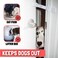 Door Buddy Adjustable Door Strap &amp; Latch. Easy Way To Dog Proof Litter Box No More Pet Gates Or Cat Doors. Convenient Cat &amp; Adult Entry. No Tools Installation. Stop Dog Eating Cat Poop Today! (Grey)