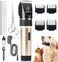 انجوي بيت ماكينة حلاقة احترافية للكلاب والقطط، شفرات قابلة للفصل لاسلكية قابلة لاعادة الشحن مع مقص وواقيات وامشاط للكلاب والقطط والحيوانات الصغيرة، ماكينة حلاقة هادئة للحيوانات (ذهبي)