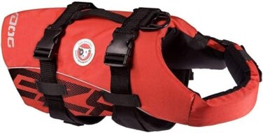 EzyDog Premium Doggy Flotation Device (DFD) - Adjustable Dog Life Jacket Preserver with Reflective Trim - Durable Grab Handle for Safety and Protection - 50% More Flotation Material (Large, Red)