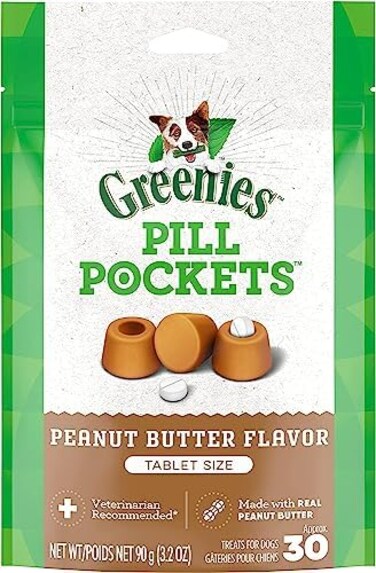 Greenies 4 Pack Of Peanut Butter Flavor Pill Pockets for Dogs, Approximately 30 Pockets Per Pack