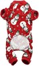 Lanyarco Cute Snowman Christmas Dog Pajamas, Soft Cotton Xmas Christmas Pajamas for Dogs Holiday Pet Clothes Onesie PJS, Red Medium Back Length 16
