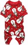 Lanyarco Cute Snowman Christmas Dog Pajamas, Soft Cotton Xmas Christmas Pajamas for Dogs Holiday Pet Clothes Onesie PJS, Red Medium Back Length 16