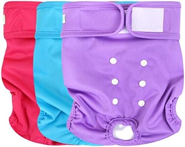 wegreeco Christmas Washable Reusable Premium Dog Diapers, XX-Large, Bright Color, for Female Dog, Pack of 3,Small Dog Puppy &amp; Doggy Diapers Female,Dog Period Panties Diapers Female in Heat