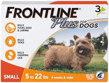 Frontline Flea and Tick Treatment for Dogs - 5-22lbs,3 Doses