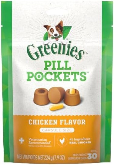 GREENIES PILL POCKETS Soft Dog Treats, Chicken, Capsule, 7.