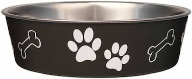 Loving Pets Stainless Steel Bella Dog Bowl Non-Slip Dishwasher Safe &amp; Bacteria Resistant Metallic Pet Dish - Espresso - X-Large (1.8 Litre)