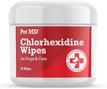Pet MD Chlorhexidine Wipes with Ketoconazole and Aloe for Cats and Dogs, 50 Count