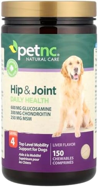 Petnc Natural Care Level-4 Hip &amp; Joint Health Supplement for Dogs (150 Chews), Glucosamine Chondroitin MSM Dog Chews with Manganese, Liver-Flavored Bone &amp; Joint Support Supplement