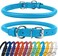 CollarDirect Rolled Leather Dog Collar, Soft Padded Round Puppy Collar, Handmade Genuine Leather Collar Dog Small Large Cat Collars 13 Colors (7-9 Inch, Light Blue Textured)