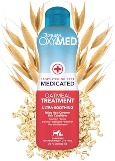TropiClean OxyMed Medicated Dog Conditioner for Pets - Allergies and Itching - Soothing Relief for Skin Issues like Seborrhea, Eczema, Flea Bite, and Yeast Dermatitis - Anti Itch Conditioner, 592ml