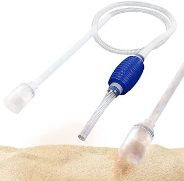 مجموعة تنظيف حصى حوض السمك مع لمبة تمهيدية - دقيقتين للتجميع - تسهل التغييرات المتكررة للمياه - لا حاجة لازالة الاسماك او النباتات - سيفون خالي من البيسفينول ايه - مثالية لتنظيف احواض الاسماك الصغيرة