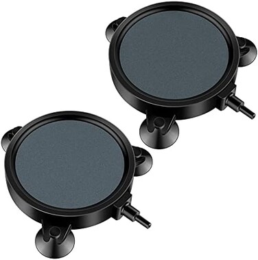 قطعتان من موزع فقاعات هوائية على شكل قرص من حجر الهواء مقاس 10.16 سم مع أكواب شفط لمضخة حوض الأسماك المائية