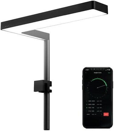 مصباح LED مسطح نانو بلس 20 انش بجهاز تحكم عن بعد في المياه العذبة، مؤقت قابل للتعتيم لدورة نهارية وليلية، حوض اسماك بدون اطار 2-9 جالون، مصباح تررم للنباتات والنباتات العصارية مقاوم للماء