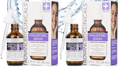Advanced Clinicals Hyaluronic Acid Face Serum. Anti-aging Face Serum- Instant Skin Hydrator, Plump Fine Lines, Wrinkle Reduction. (Two - 1.75oz)