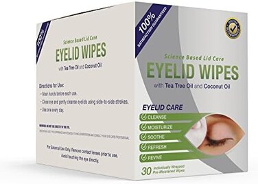 Visual Advantage Premium Eyelid Wipes With Tea Tree and Coconut Oil - Cleansing Wipes for People Itchy Eyes - Box Of 30 Natural Eye Wipes