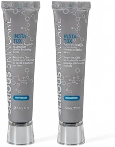 Serious Skincare INSTA-TOX Instant Wrinkle Smoothing Serum - Improves appearance of Fine Lines &amp; Wrinkles - Temporary Skin Tightener - Instant Line Filler - Two .75 Fl Oz Tubes (2Pack)