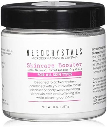 NeedCrystals Microdermabrasion Crystals 8 oz. / 227g. DIY Face Scrub. Natural Facial Exfoliator for Dull or Dry Skin Improves Acne Scars, Blackheads, Pore Size, Wrinkles, Blemishes &amp; Skin Texture