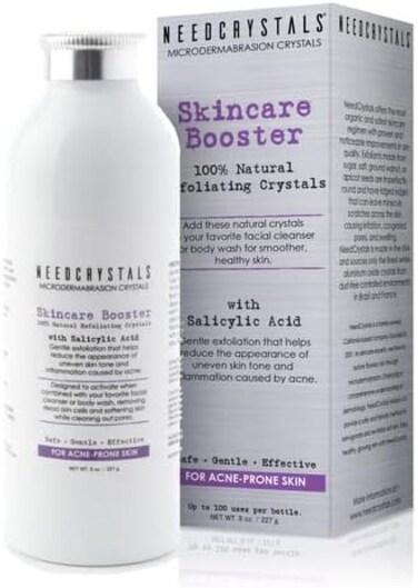NeedCrystals Microdermabrasion Crystals, DIY Face Scrub with Salicylic Acid. Natural Facial Exfoliator Improves Acne Scars, Blackheads, Pore Size, Blemishes &amp; Skin Texture. 8 oz