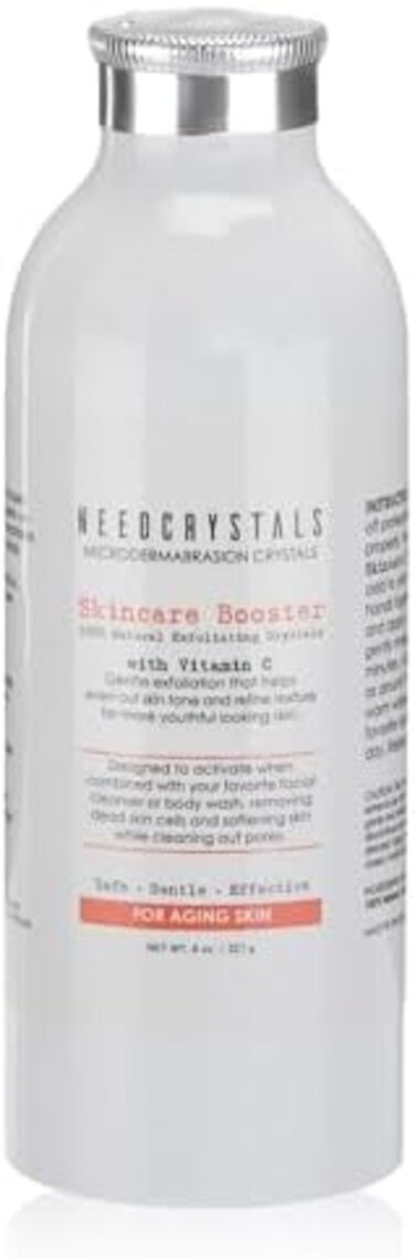 NeedCrystals Microdermabrasion Crystals, DIY Face Scrub with Vitamin C. Natural Facial Exfoliator for Dull or Dry Skin Improves Wrinkles, Anti-Aging, Skin Texture &amp; Brightening. 8 oz