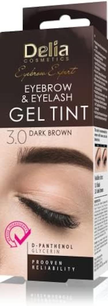 Delia Cosmetics - DARK BROWN Eyebrow &amp; Eyelashes Tint, Innovative Formula, Easy 15 Applications, Full Treatment Kit