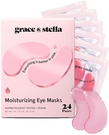 Grace &amp; Stella Gold Powder Collagen Eye Mask (12 Pairs) Vegan Cruelty Free Under Eye Patches   Anti Ageing Dark Circle Treatment Advanced Night Wrinkle Repair Soothing Gel Masks Depuffing Pads