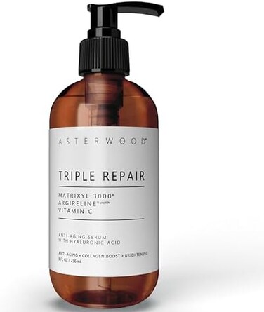 ASTERWOOD Matrixyl 3000 30% + Argireline 30% + Vitamin C 20% Serum with Organic Hyaluronic Acid 20% 8 oz - Reduce Sun Spots &amp; Wrinkles - Our Most Powerful Triple Combination Naturals - 8 Ounce Bottle