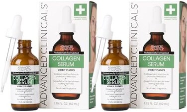 Advanced Clinicals Collagen Instant Plumping Anti-Aging Serum for fine lines and wrinkles. Value pack, two 2oz bottles! by Advanced Clinicals