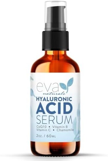 EVA Naturals Hyaluronic Acid Face Serum, Anti Aging, Moisturizing Wrinkle Serum With Vitamin C, B