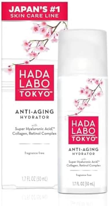 Hada Labo Tokyo Anti-Aging Hydrator 1.7 Fl. Oz - with Super Hyaluronic Acid, Collagen and Retinol Complex - lightweight anti aging serum helps increase firmness and elasticity, fragrance free