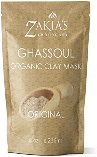 Zakia's Morocco Ghassoul Clay Mask - Organic Natural Facial Mask and Skin Care Treatment - Anti-aging Mud Mask Heals Dry &amp; Oily Skin, Acne, Eczema &amp; Psoriasis - 8 Oz